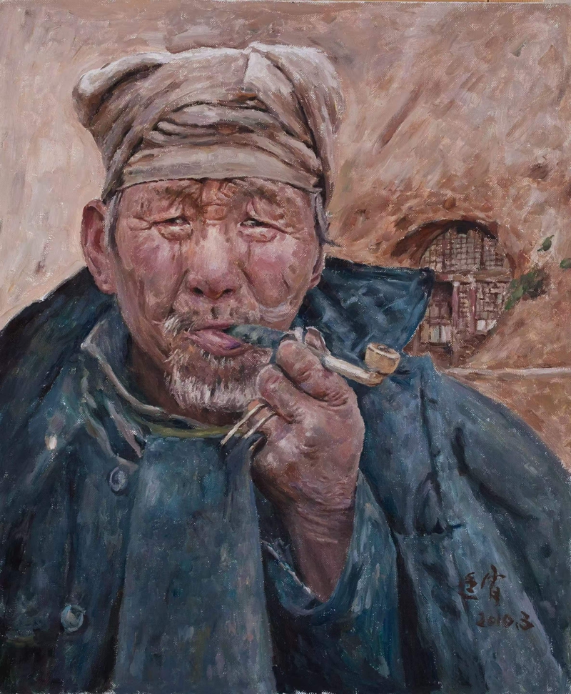 霍廷霄油画作品《陕北人》,2010年 霍廷霄油画作品《陕北人》,2010年